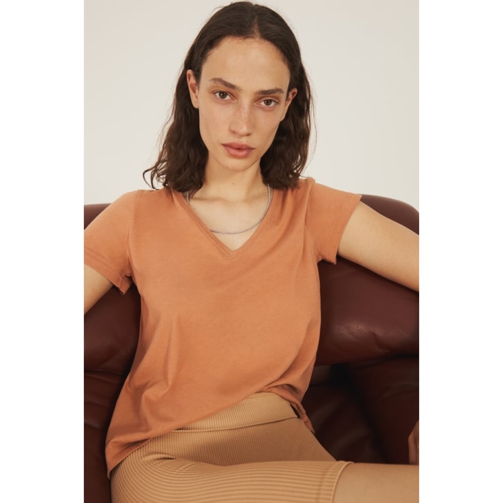 Zara Tan V-neck T-Shirt